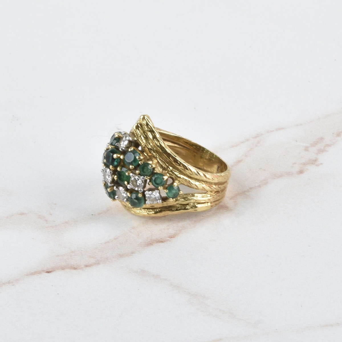 Emerald, Diamond and 18K Ring