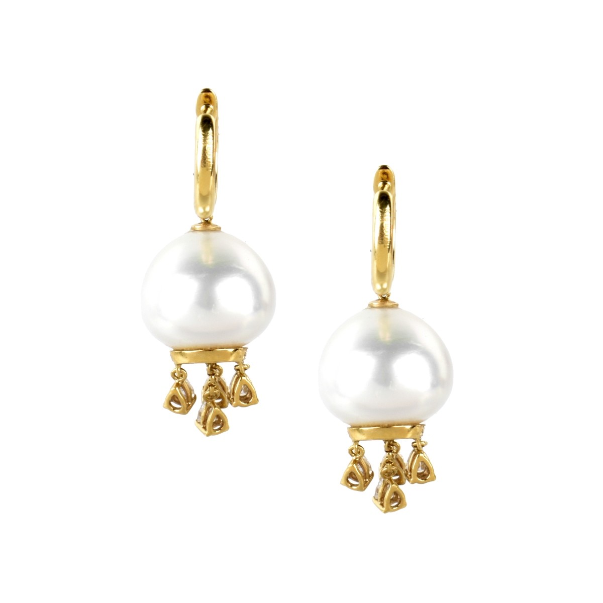 Pearl, Diamond and 18K Earrings