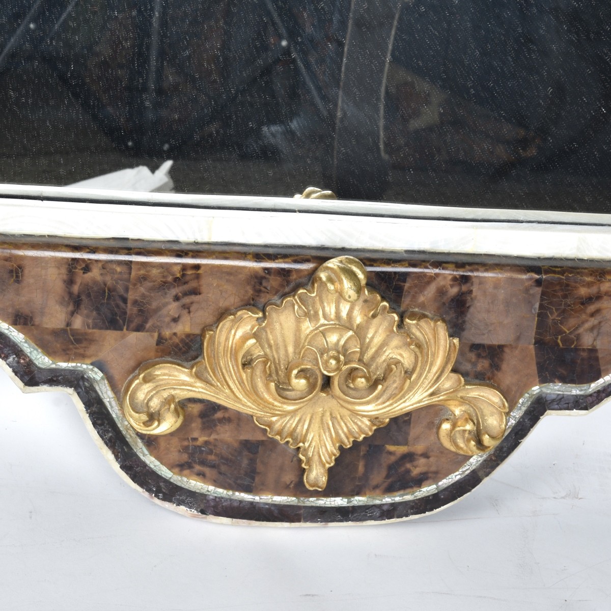 Lg MOP Empire Style Gilt Carved Mirror