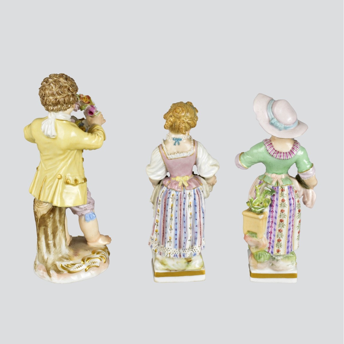 Three (3) Meissen Antique Miniature Figures