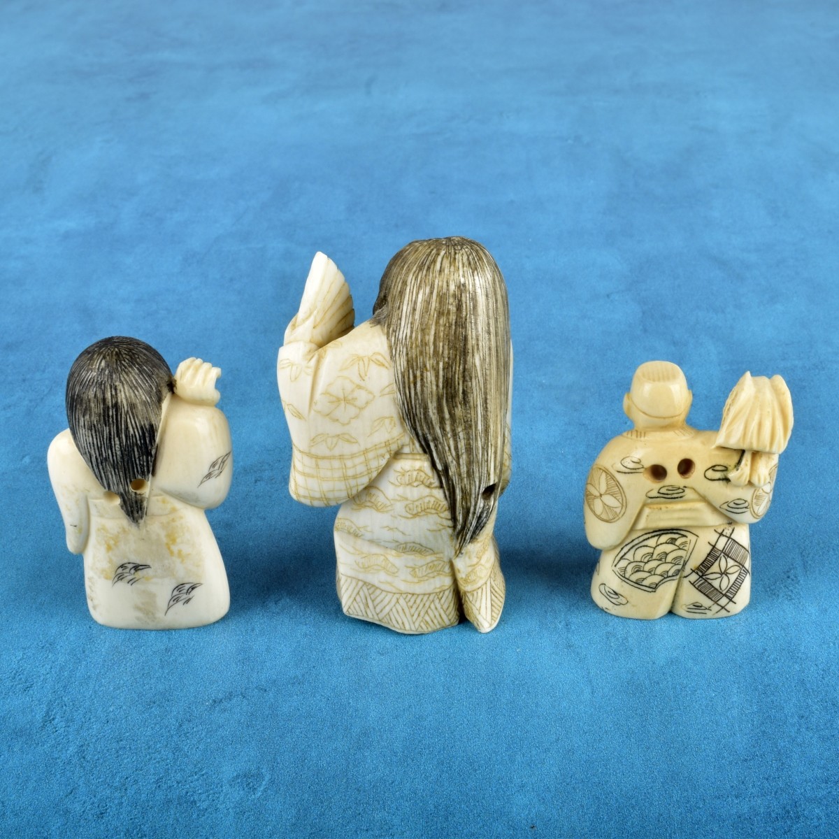 Three Antique Japanese Miniature Figurines