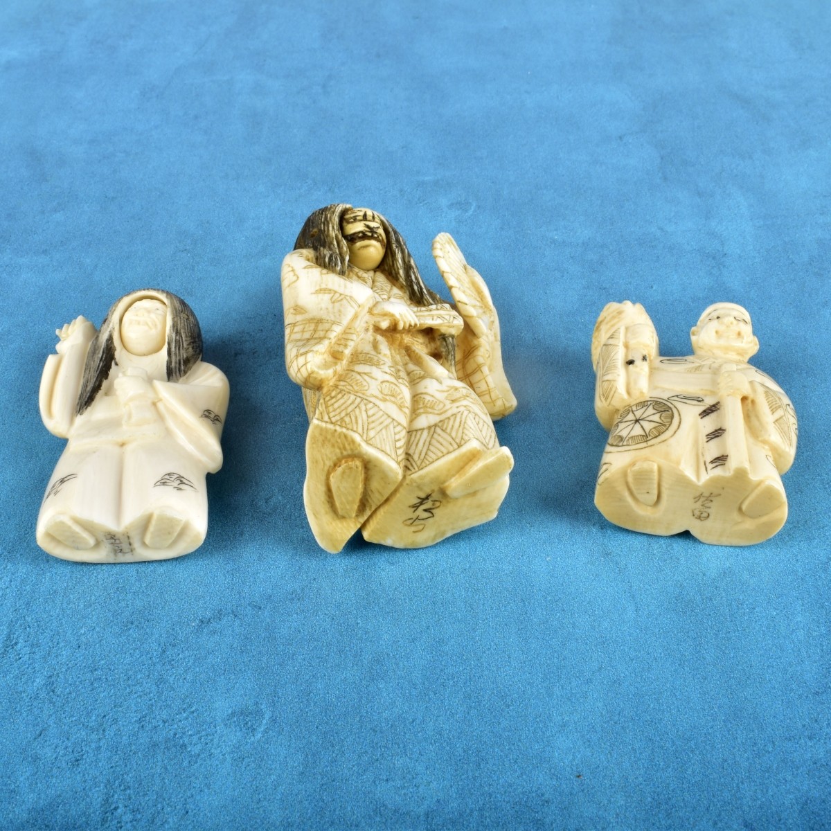 Three Antique Japanese Miniature Figurines