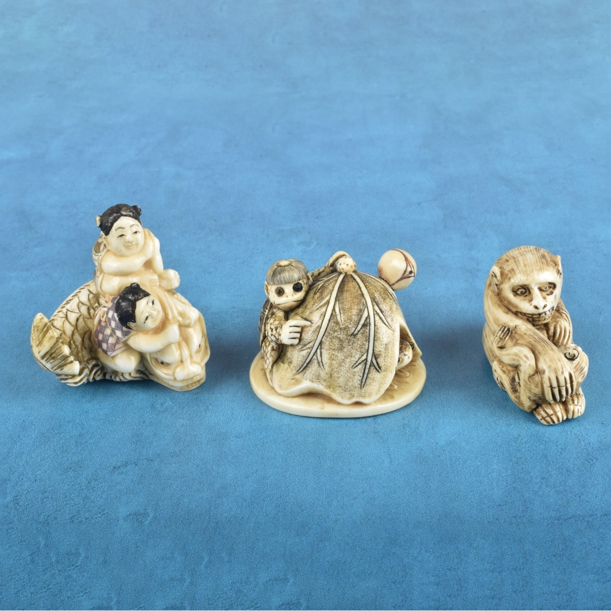 Three Antique Japanese Netsuke Figurines