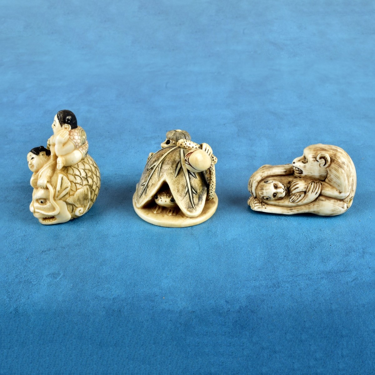 Three Antique Japanese Netsuke Figurines