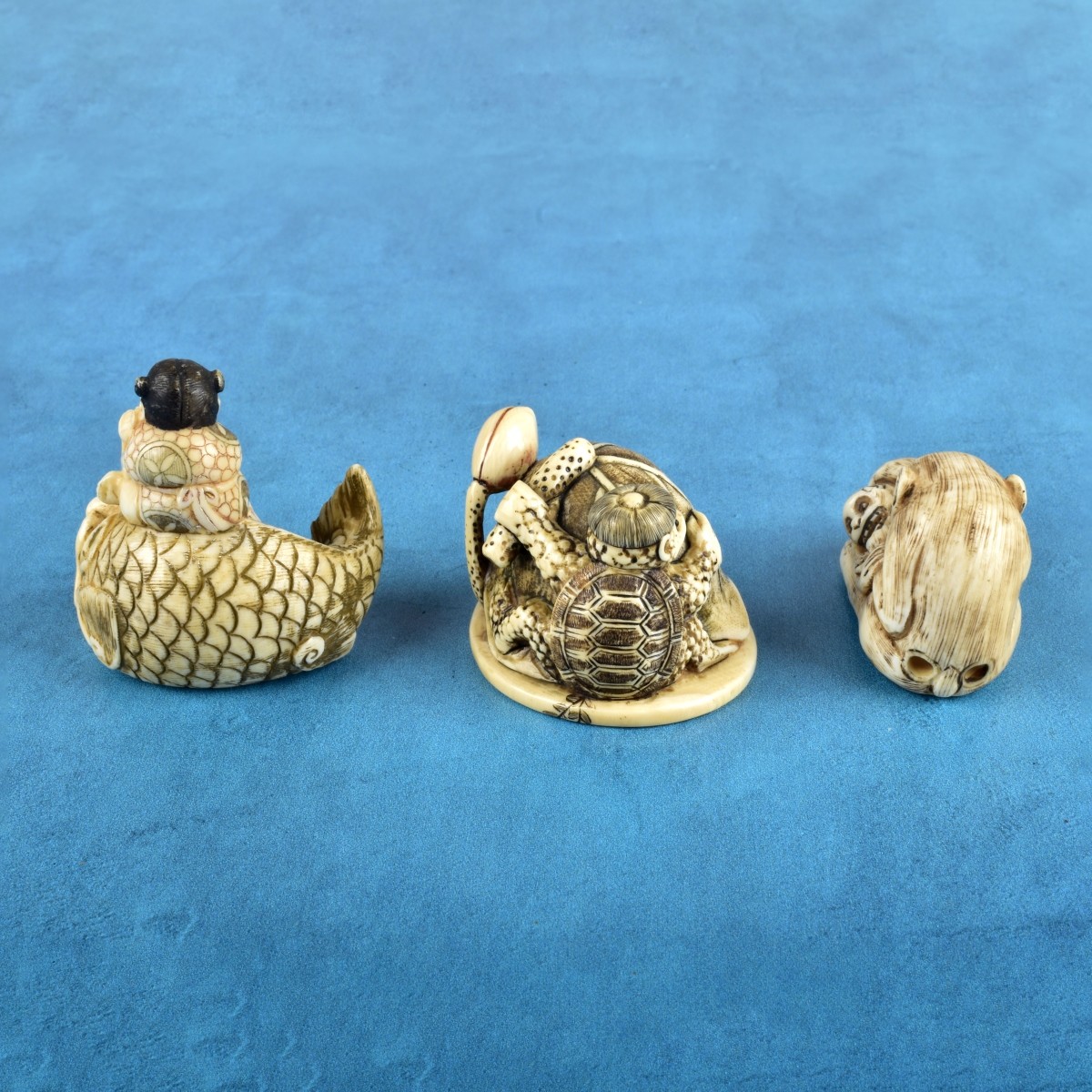 Three Antique Japanese Netsuke Figurines