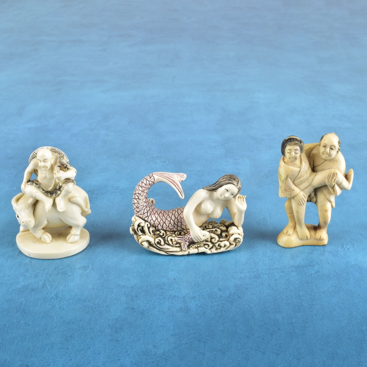 Three Antique Japanese Netsuke Figurines