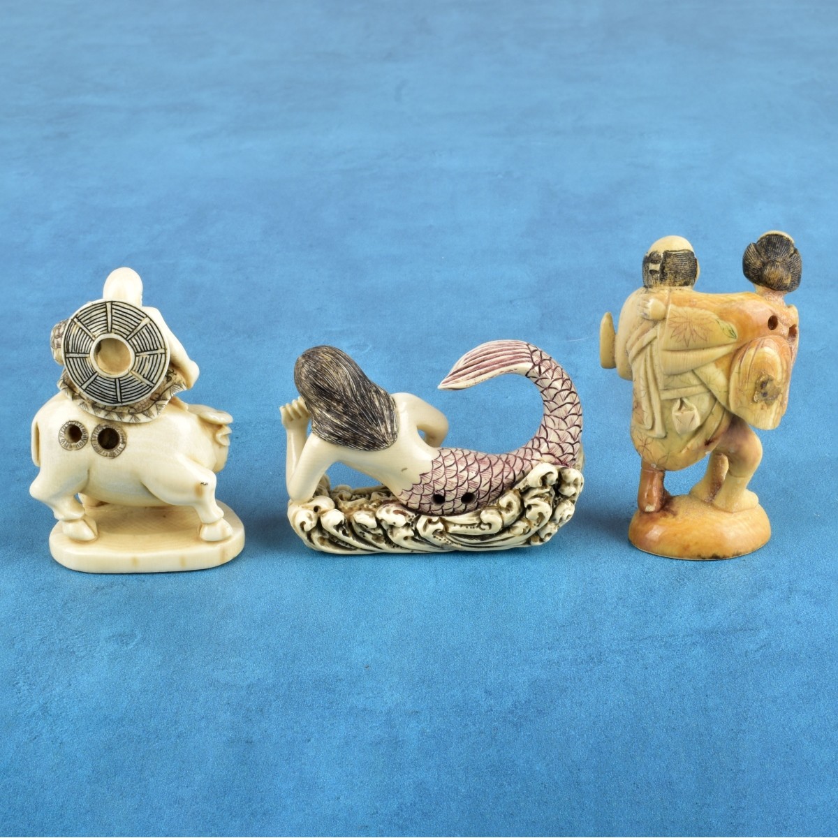 Three Antique Japanese Netsuke Figurines