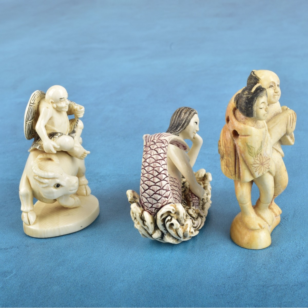 Three Antique Japanese Netsuke Figurines