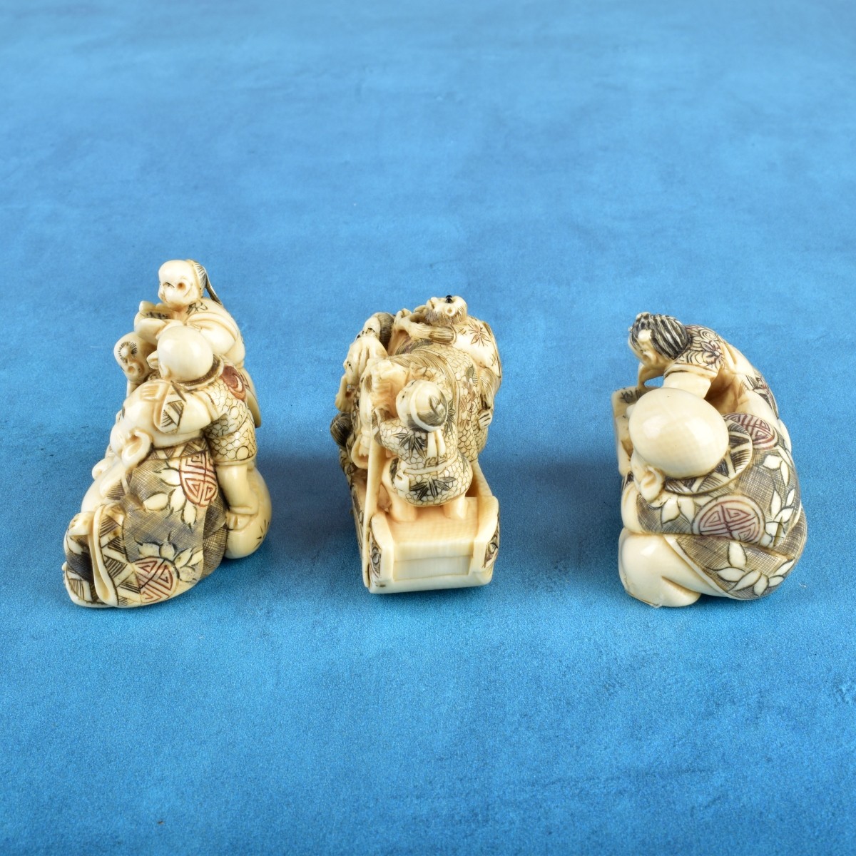 Three Antique Japanese Netsuke Figurines