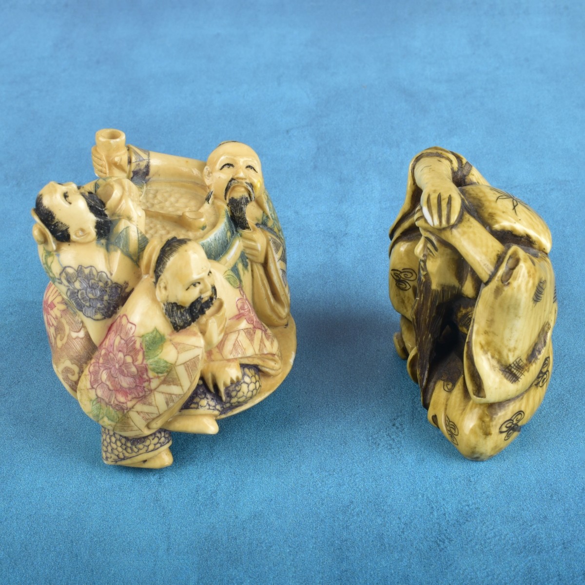 Two Antique Japanese Carved Figurines