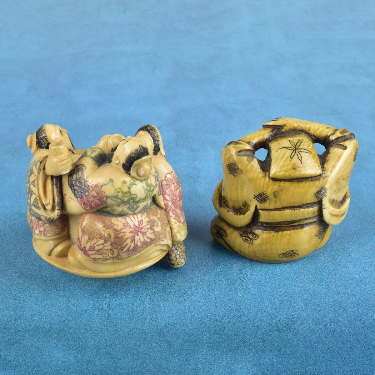 Two Antique Japanese Carved Figurines