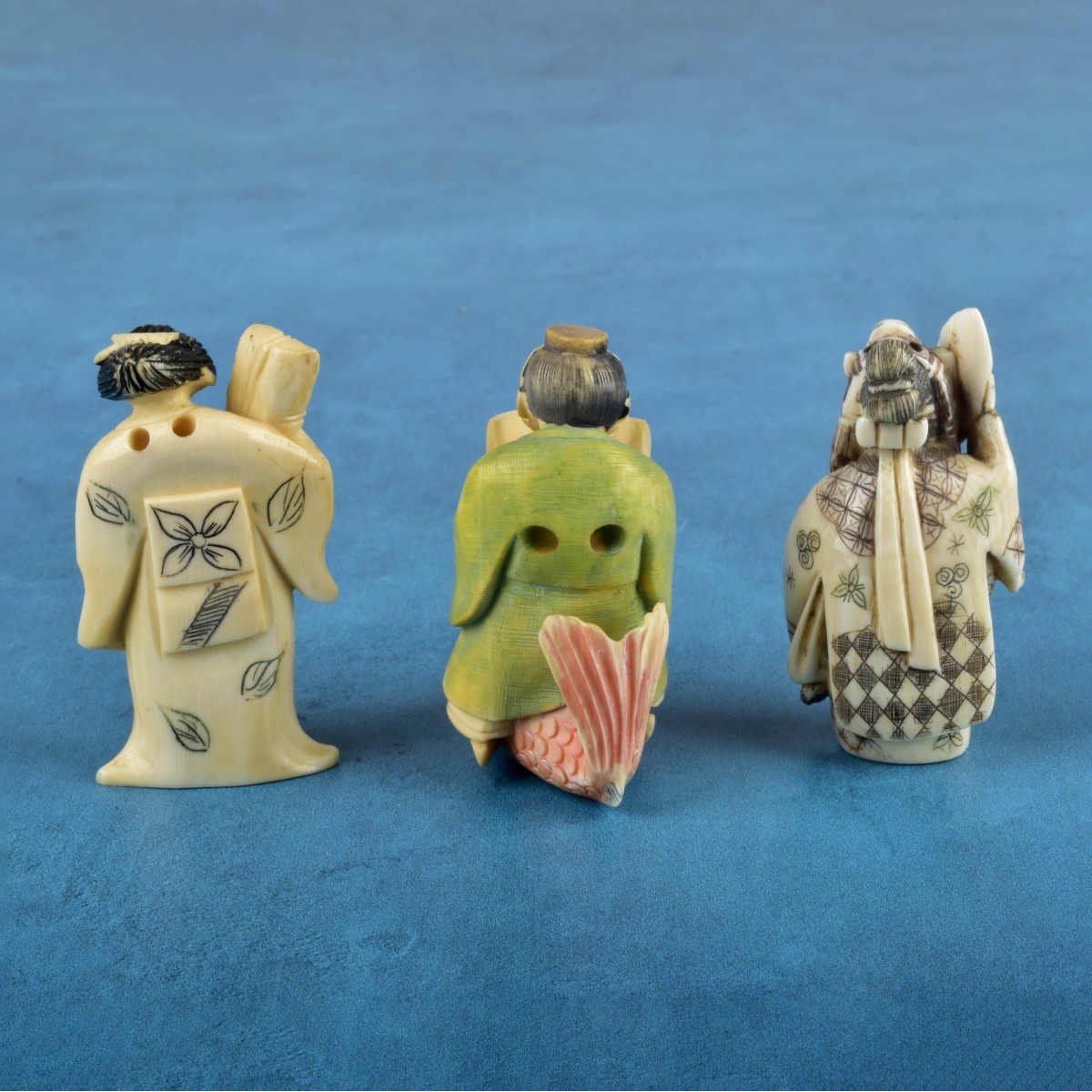 Three Antique Japanese Carved Figurines