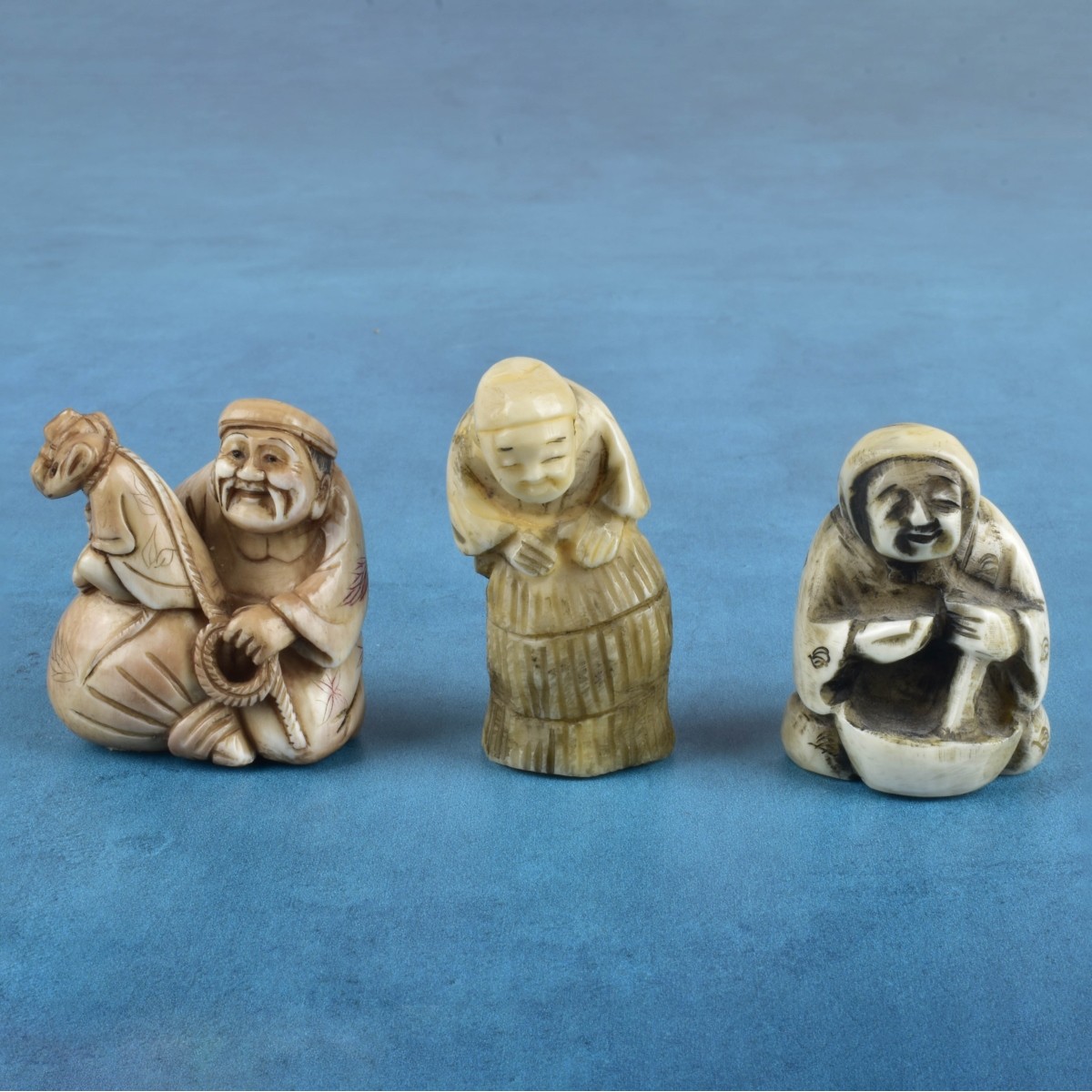 Three Antique Japanese Netsuke Figurines