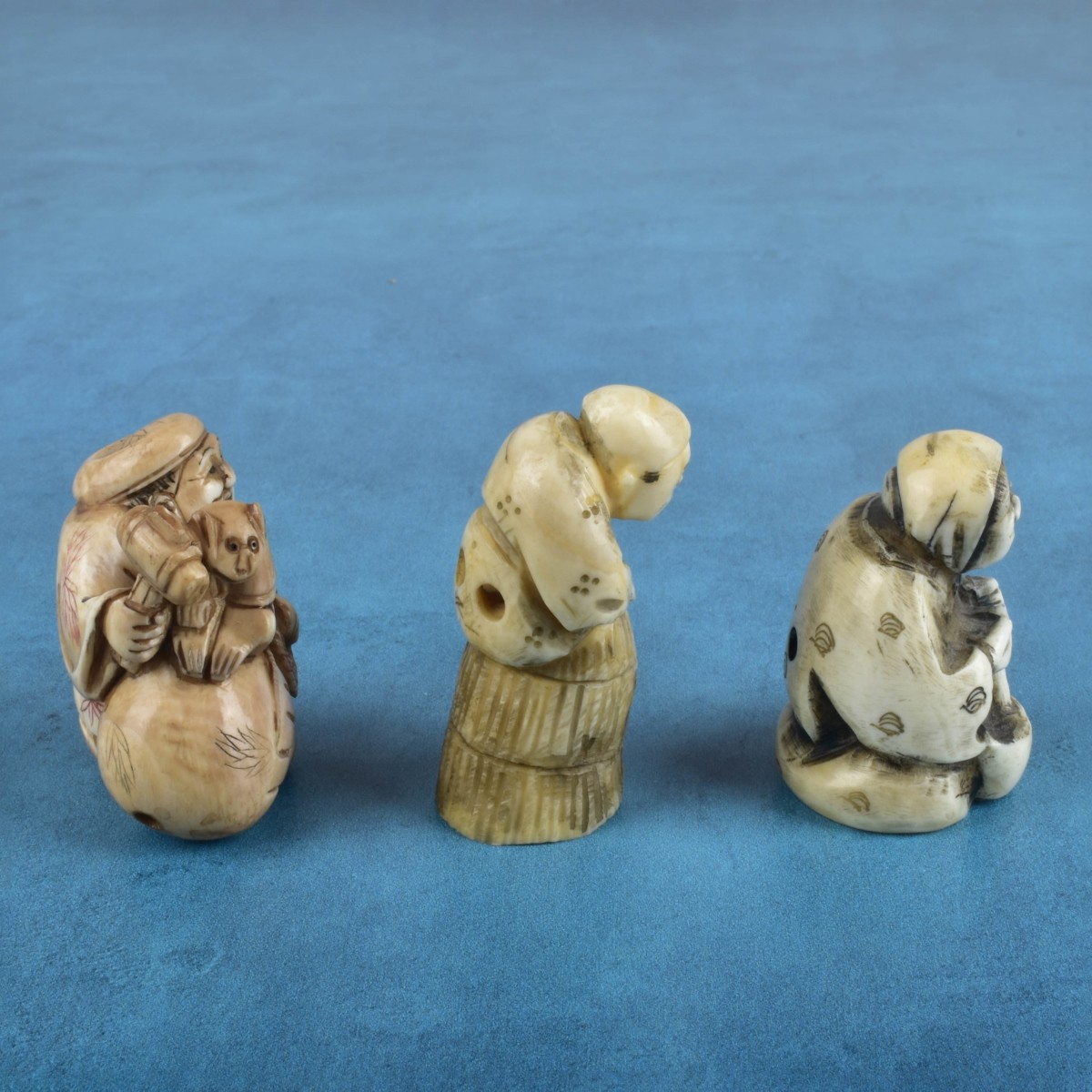 Three Antique Japanese Netsuke Figurines