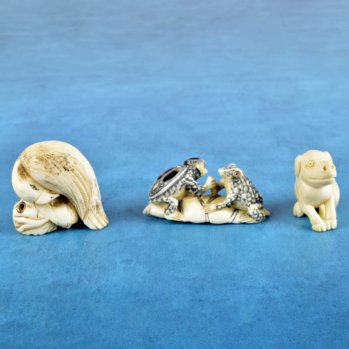 Three Antique Japanese Netsuke Figurines