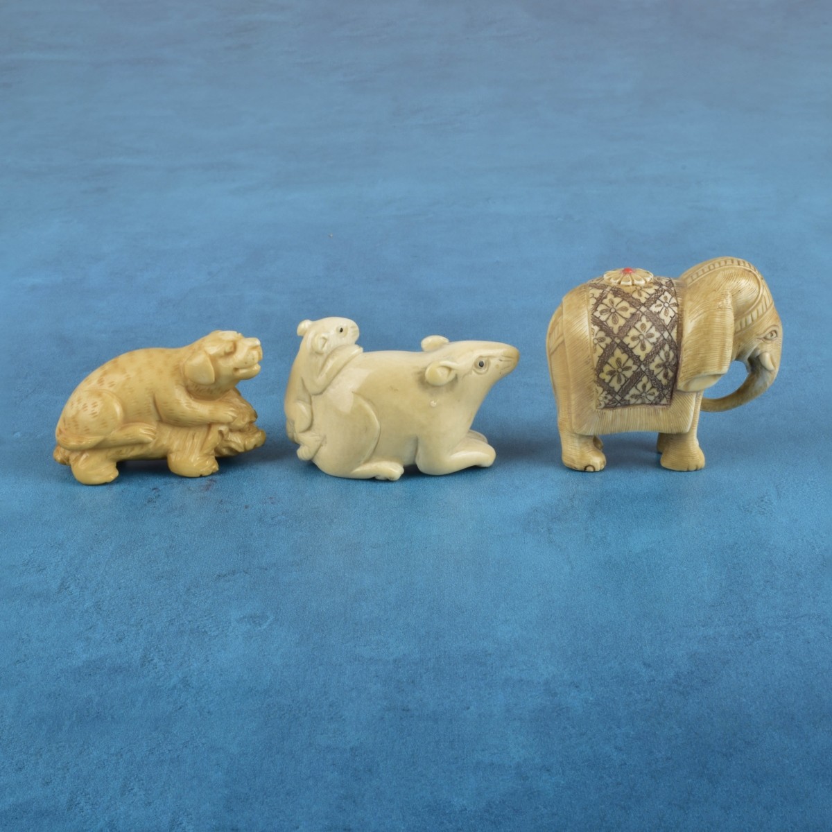 Three Antique Japanese Carved Netsuke Figurines