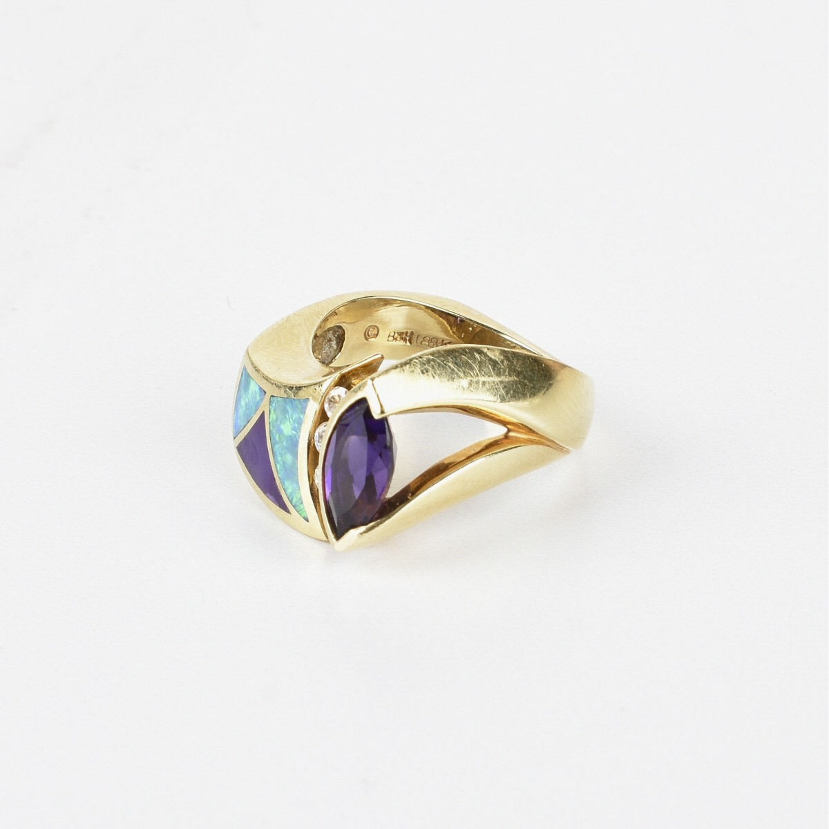 Amethyst, Diamond, Opal and 18K Ring