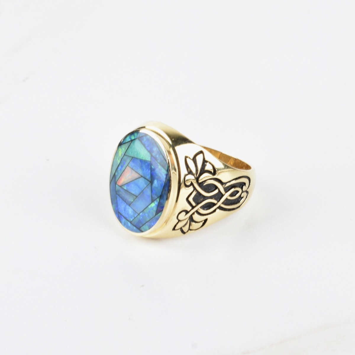 Black Opal and 14K Ring