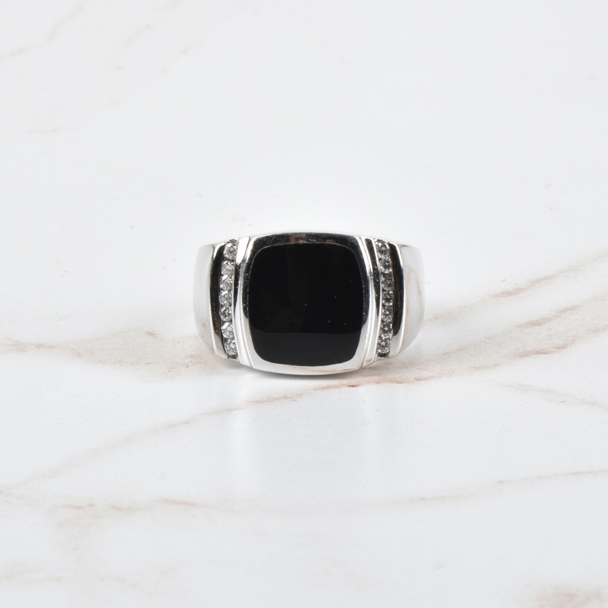 Diamond, Onyx and 14K Ring