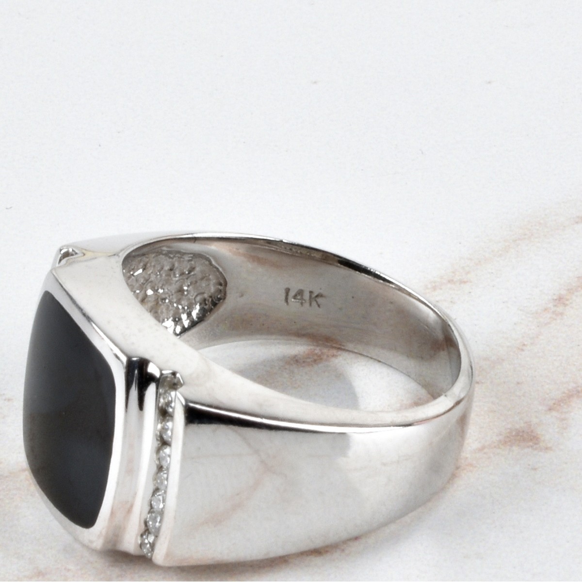 Diamond, Onyx and 14K Ring