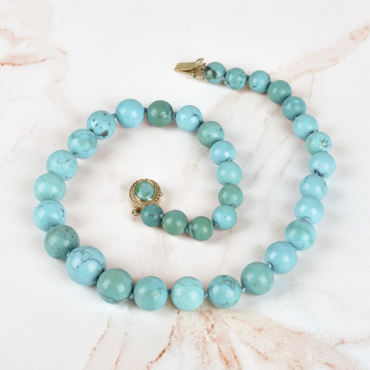 Turquoise and 14K Necklace