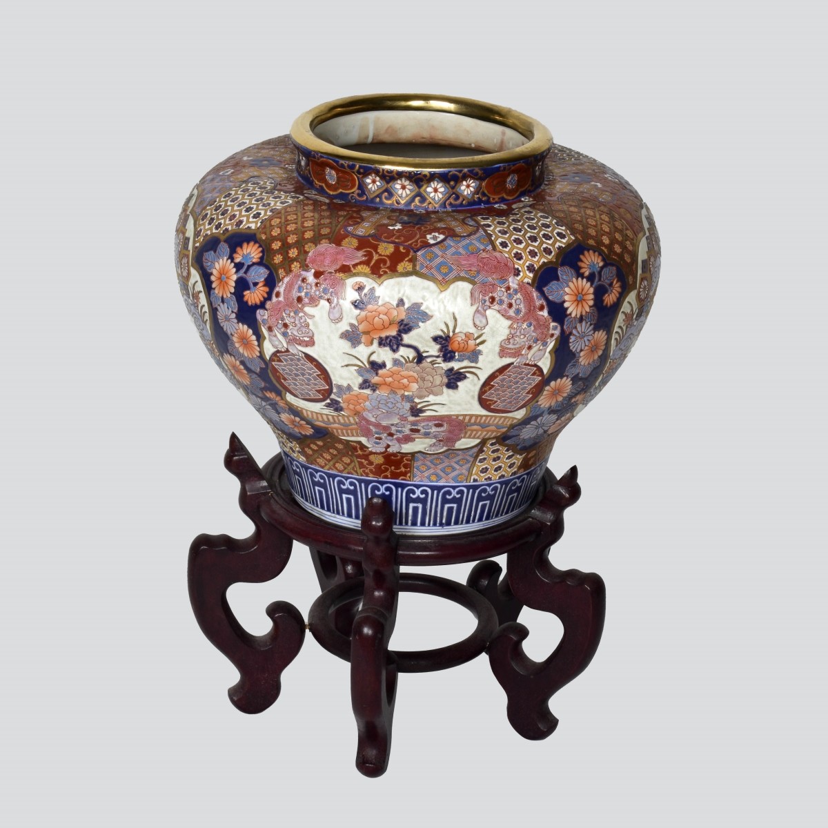 Large Imari Modern Jar on Base