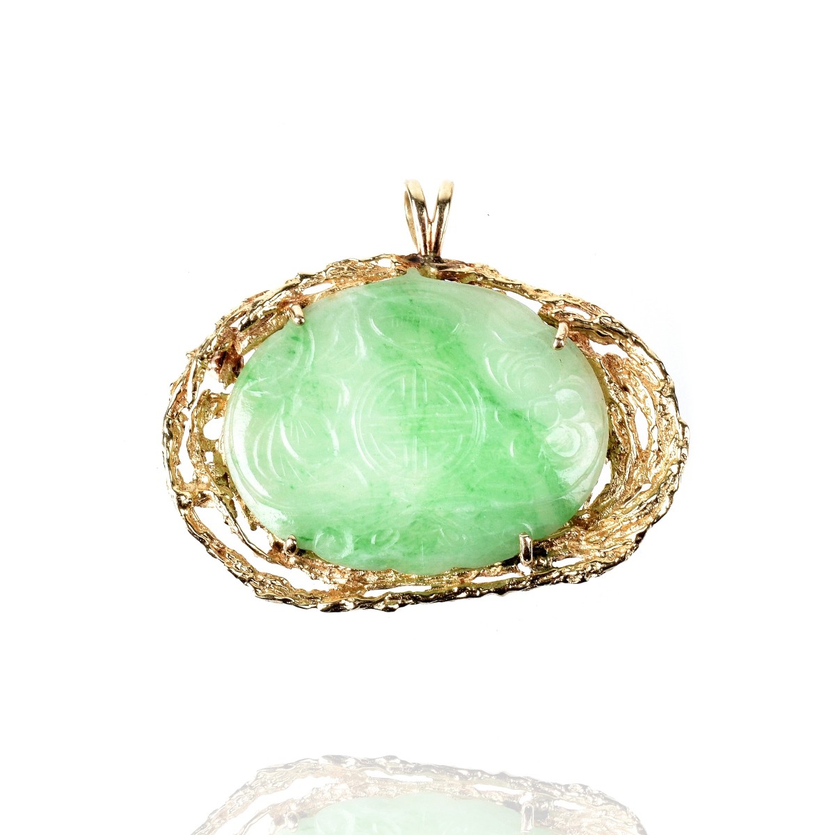 Chinese Jade and 14K Pendant / Brooch