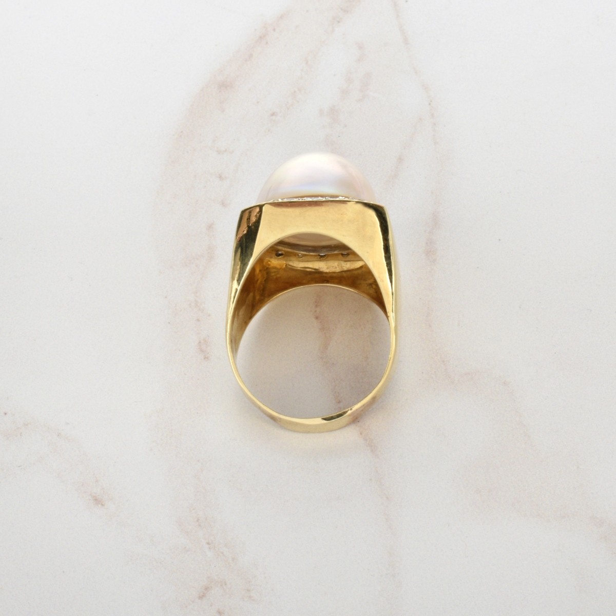 Pearl, Diamond and 14K Ring