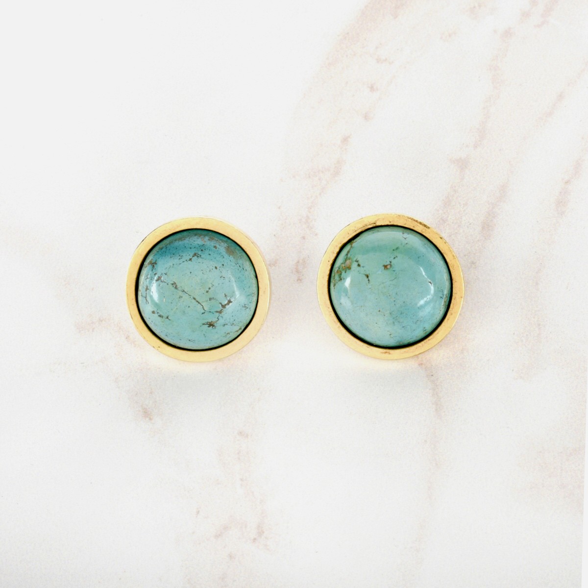 Turquoise and 14K Earrings