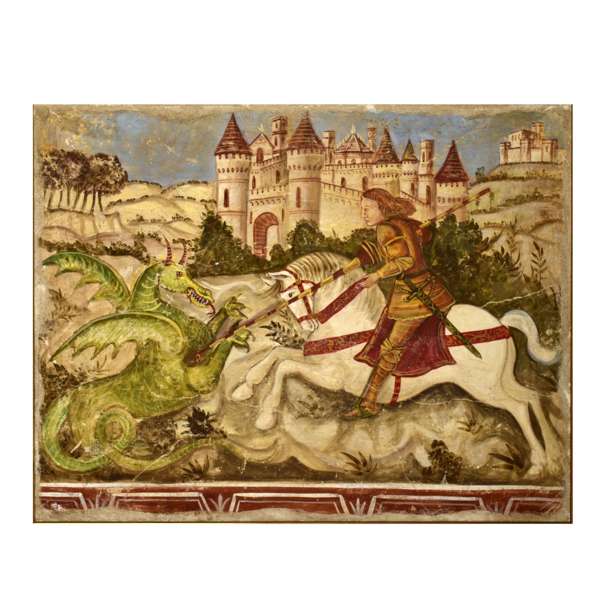 Fresco Style Painting Saint George & the Dragon