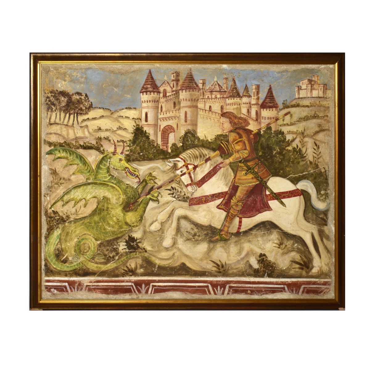 Fresco Style Painting Saint George & the Dragon