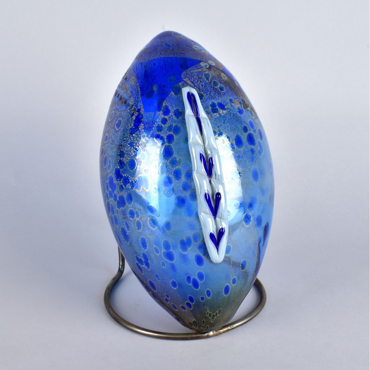 Italian Hand Blown Glass Football Sculpture
