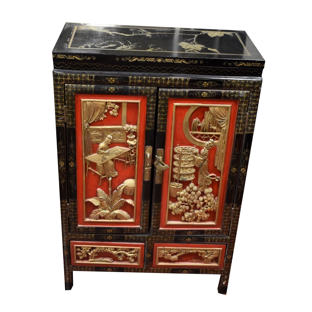 Chinese Lacquer Wood Cabinet