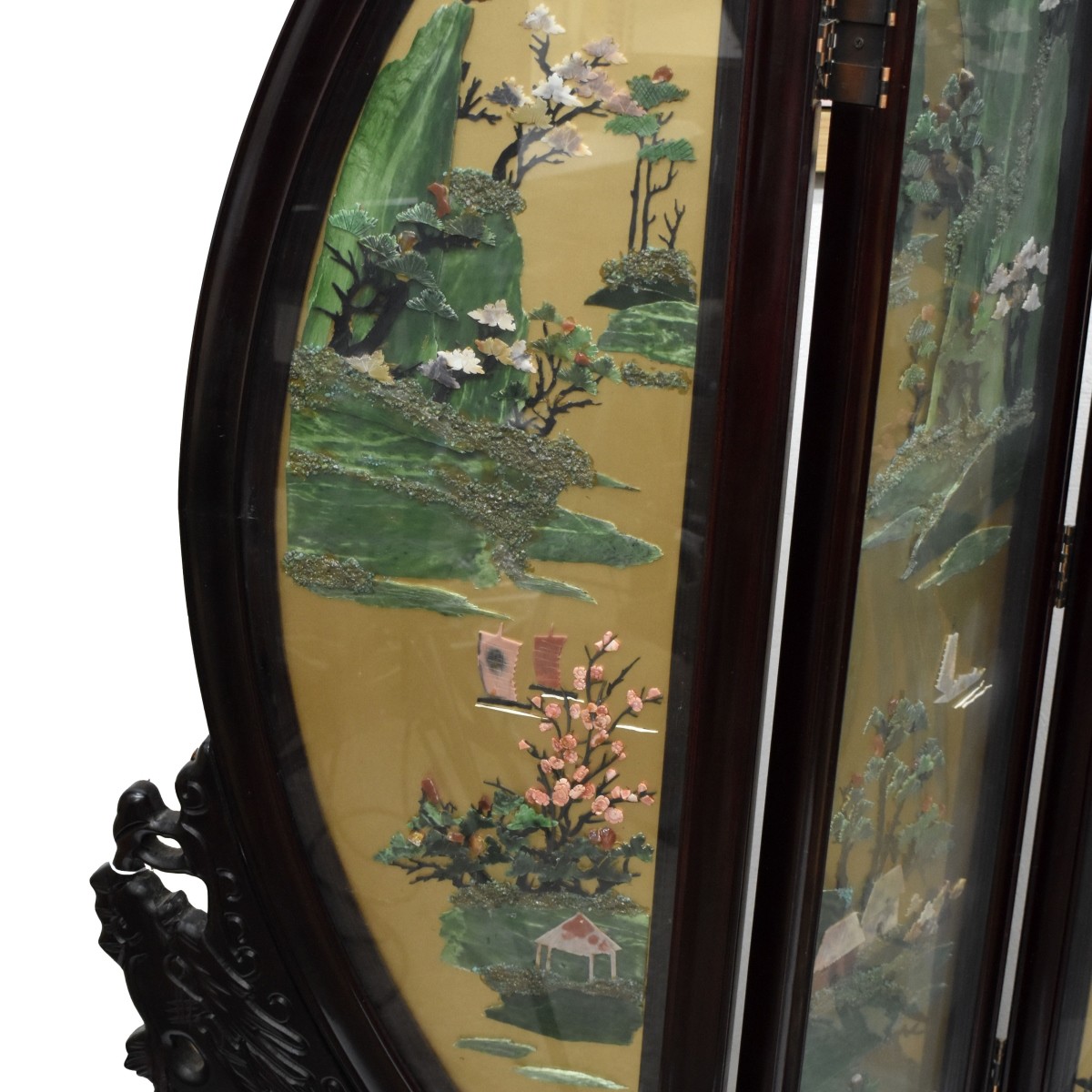 Chinese Inlaid Hardstone Screen