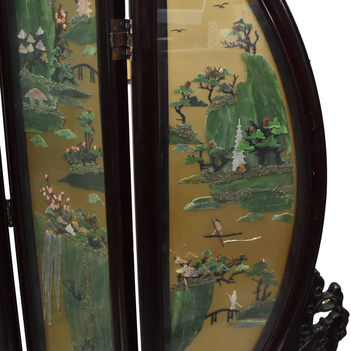 Chinese Inlaid Hardstone Screen