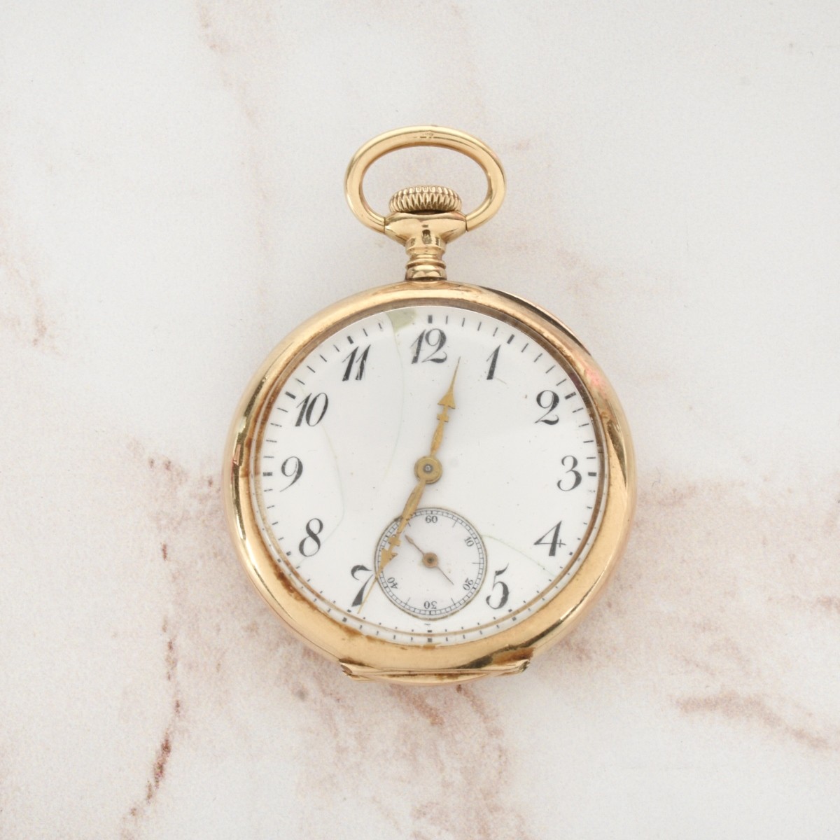 Guilloche Enamel and 14K Pocket Watch