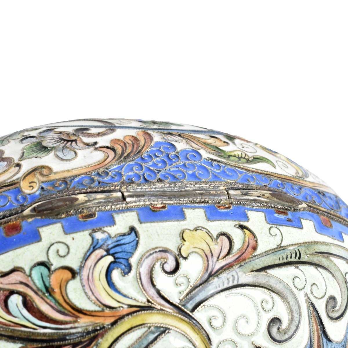 Russian Enamel Silver Gilt Easter Egg