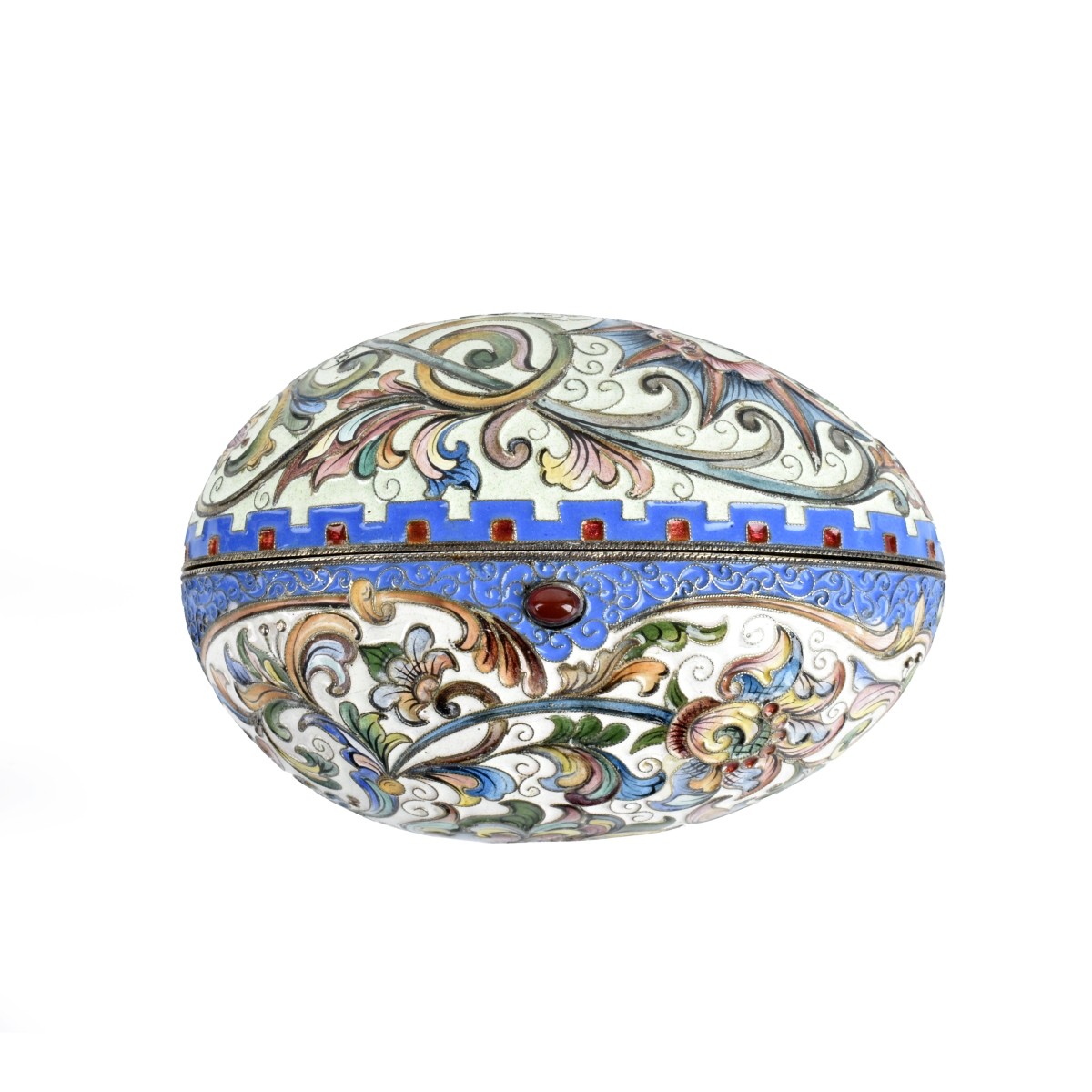 Russian Enamel Silver Gilt Easter Egg