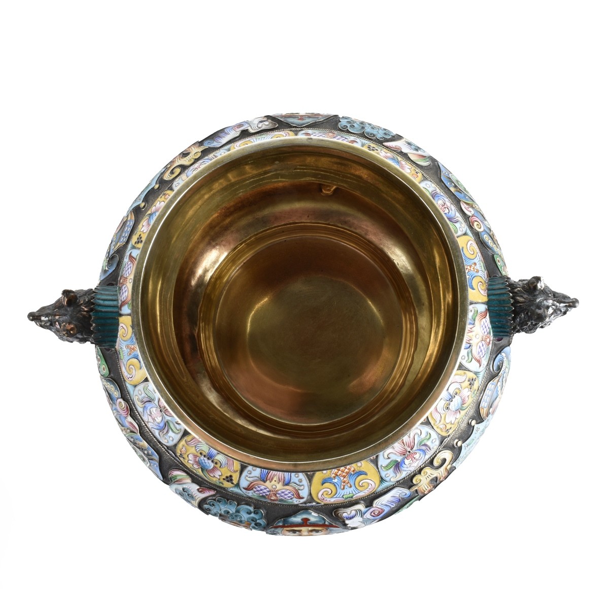 Russian Enamel Silver Gilt Punch Bowl