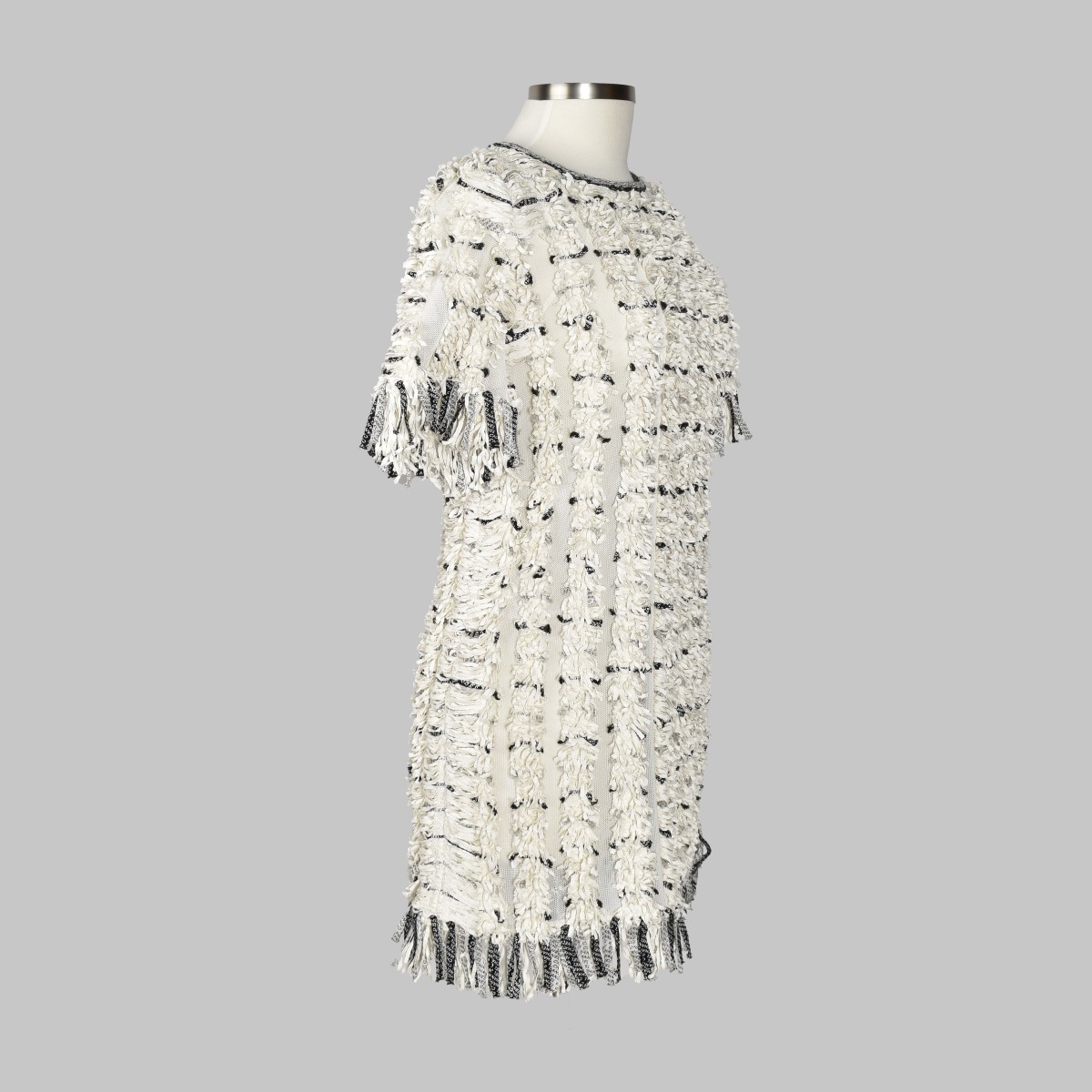 Chanel White Fringe Tweed Dress