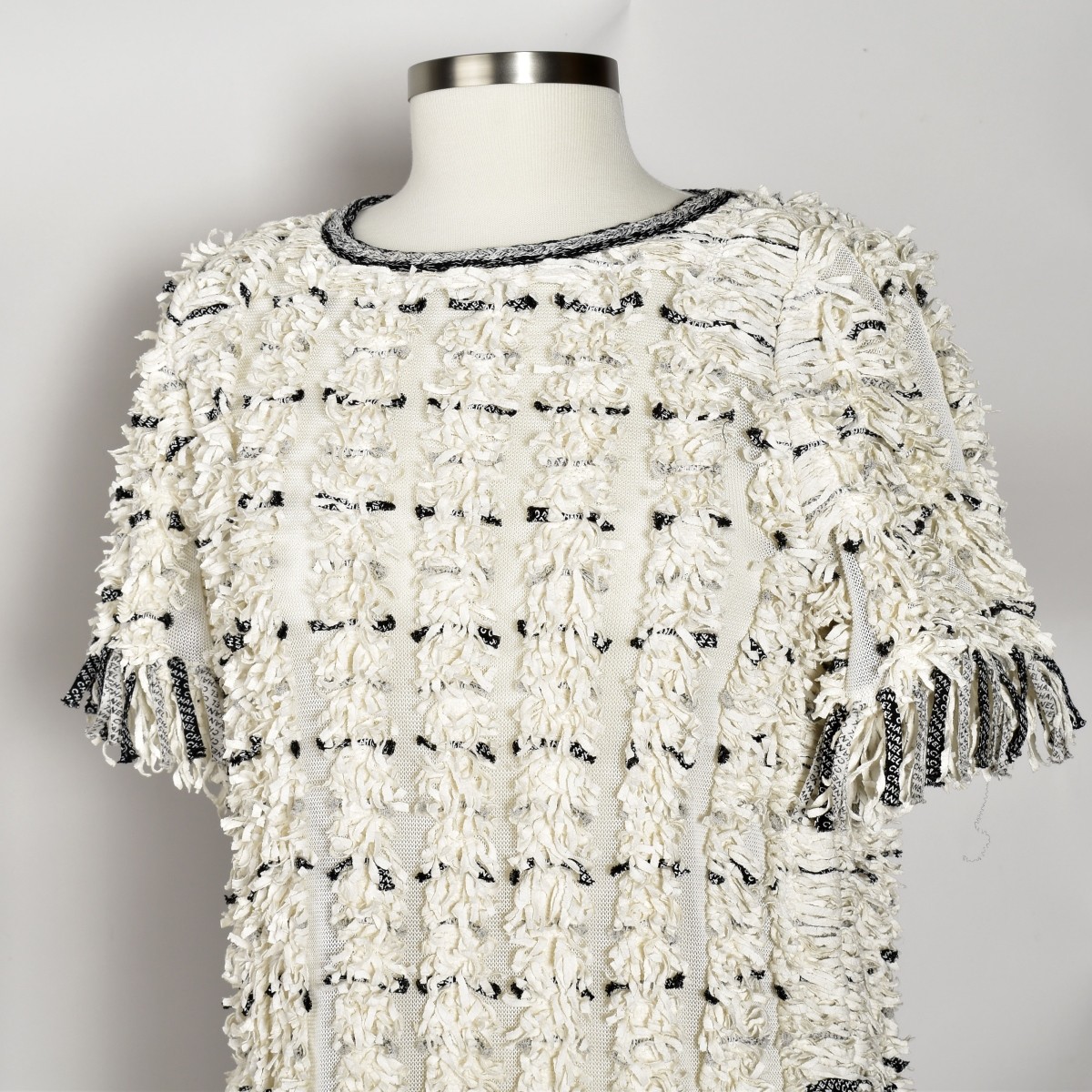 Chanel White Fringe Tweed Dress