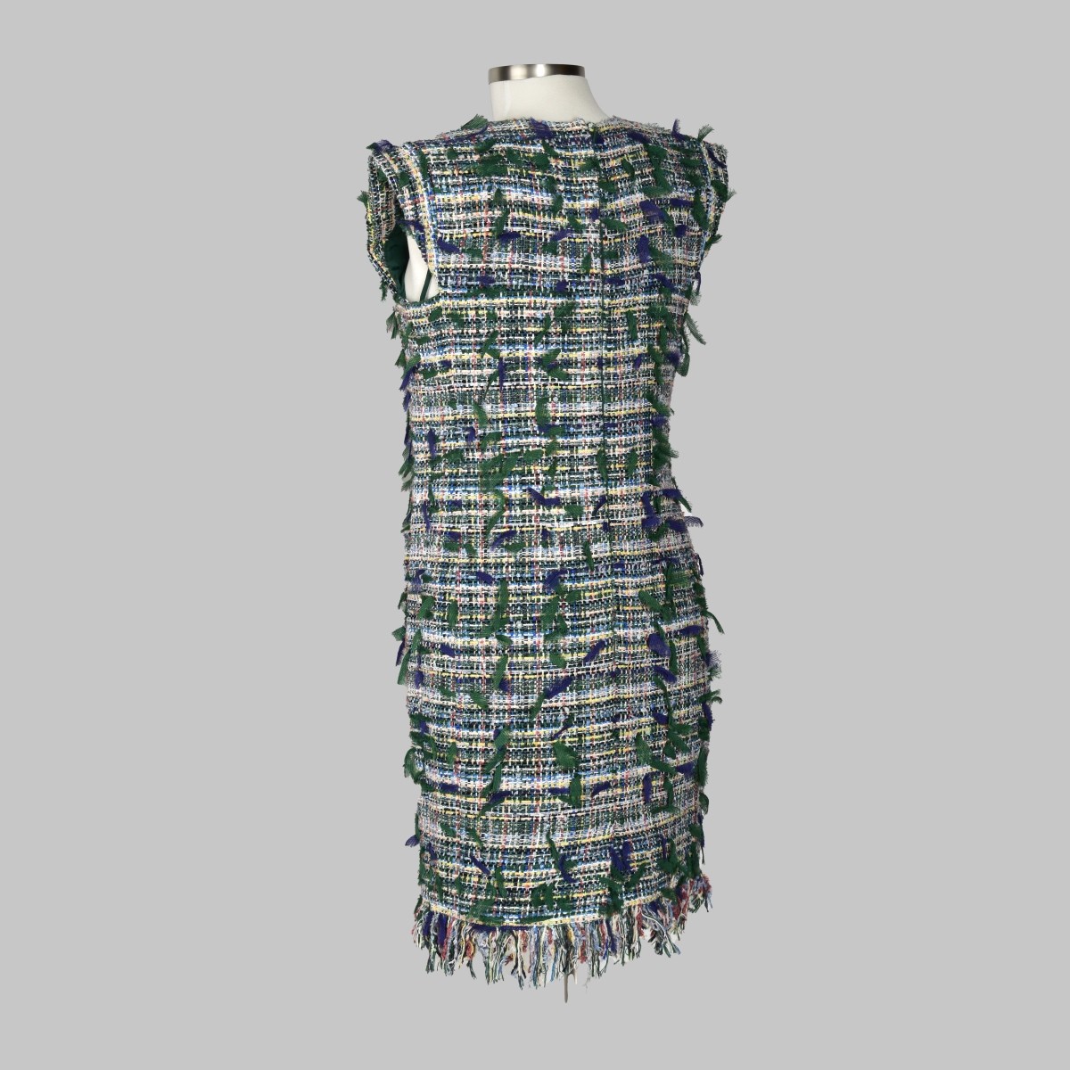 Chanel Green Tweed Sleeveless Dress