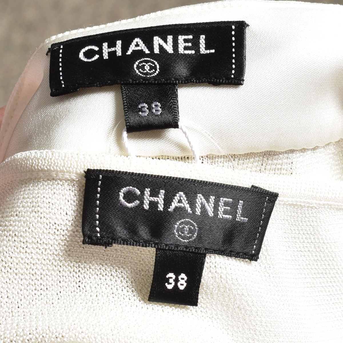 Chanel White Knit Spaghetti Strap Dress