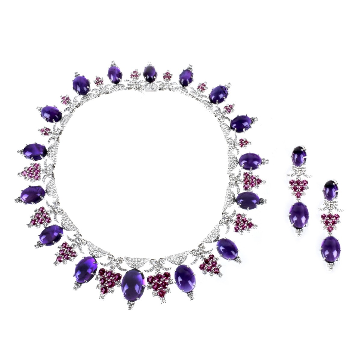 Amethyst, Rubelite, Diamond, 18K Necklace