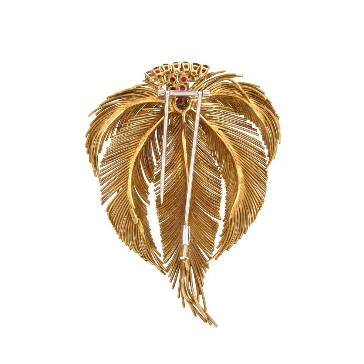 Diamond, Ruby and 18K Brooch