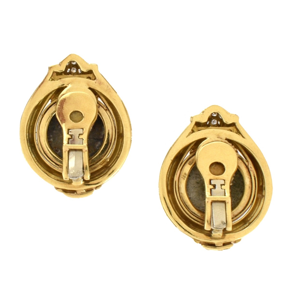 Diamond, 18K and Coin Earrings