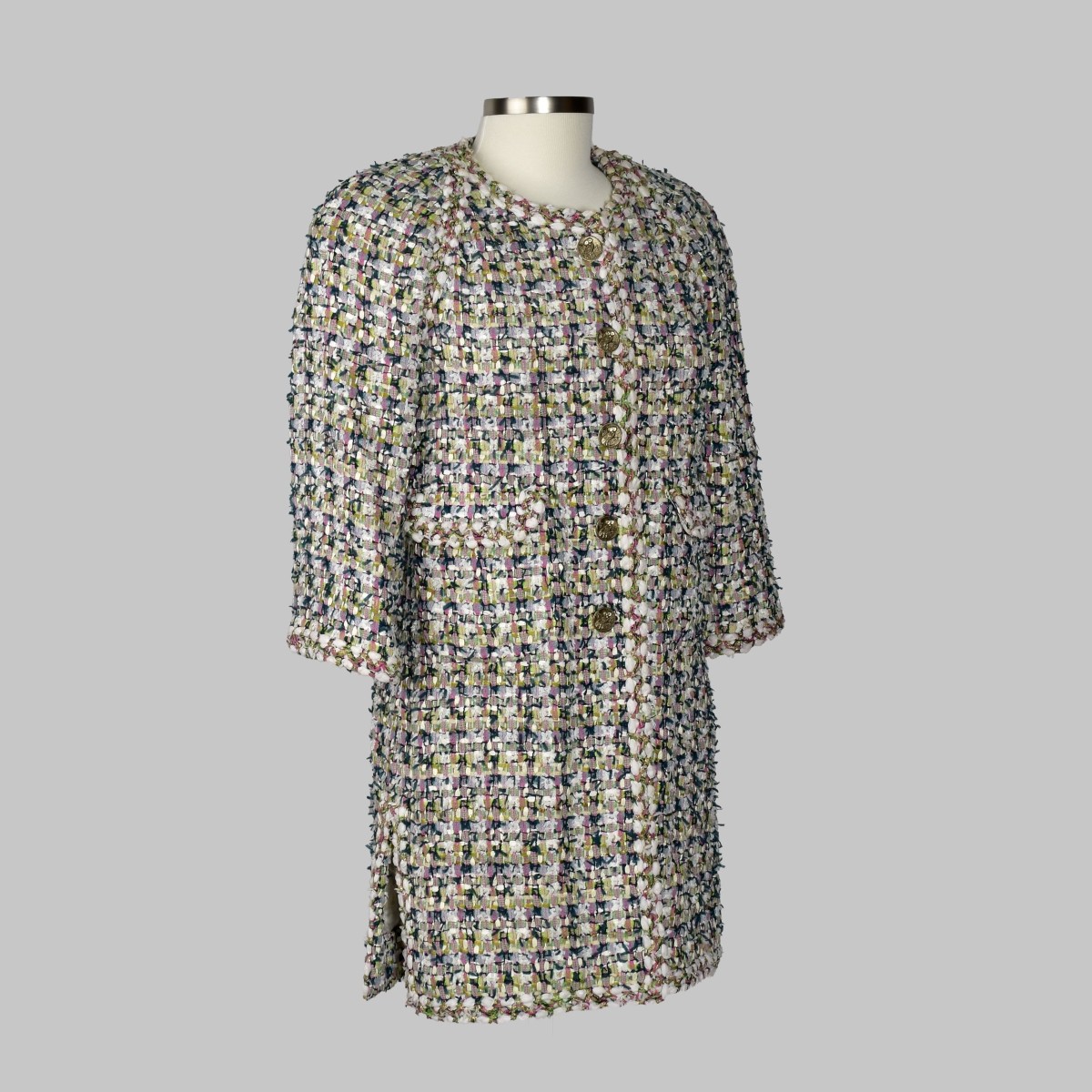 Chanel Multicolor Tweed Coat