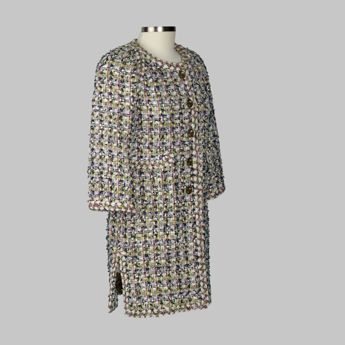 Chanel Multicolor Tweed Coat