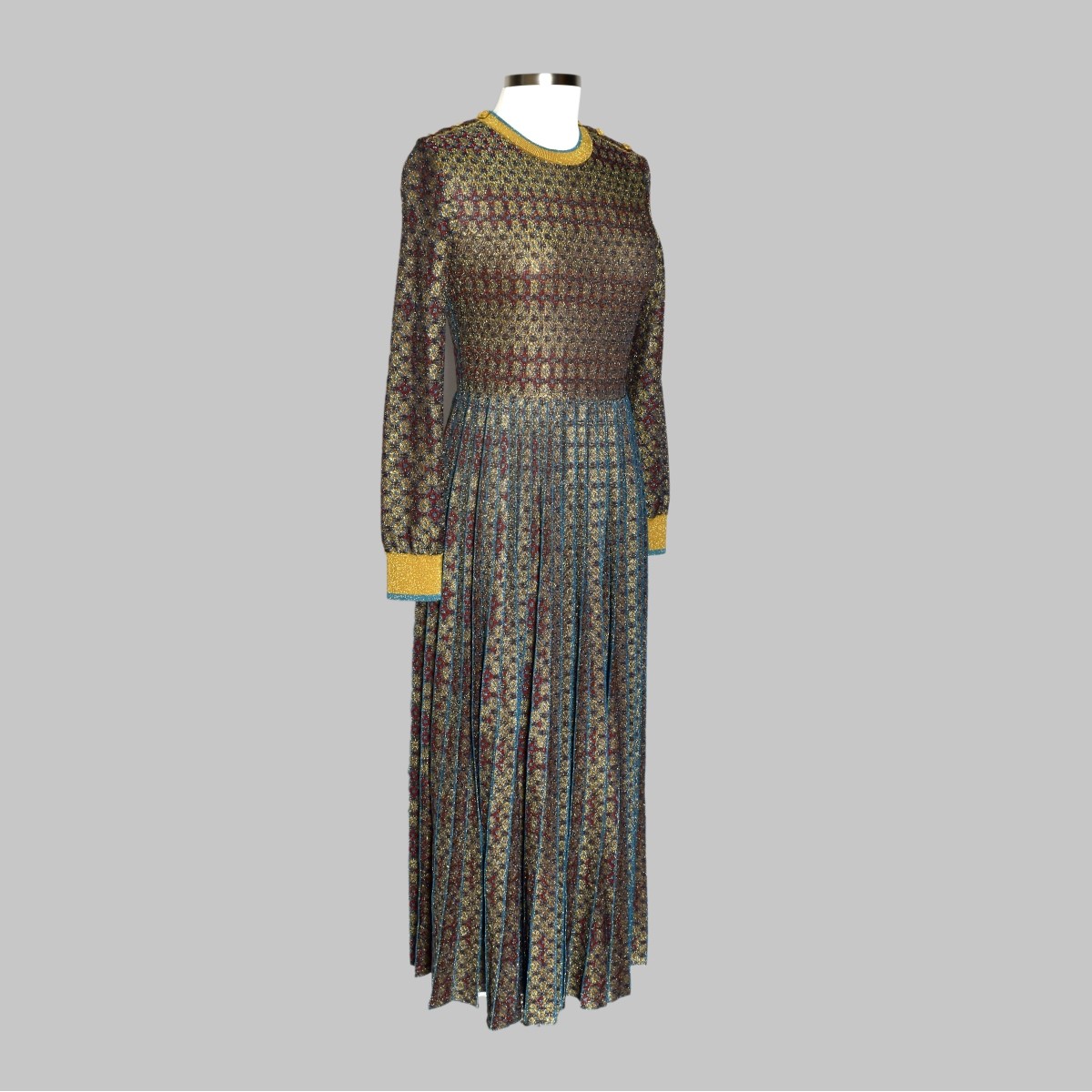 Pleated Glitter Multicolor Long Knit Dress