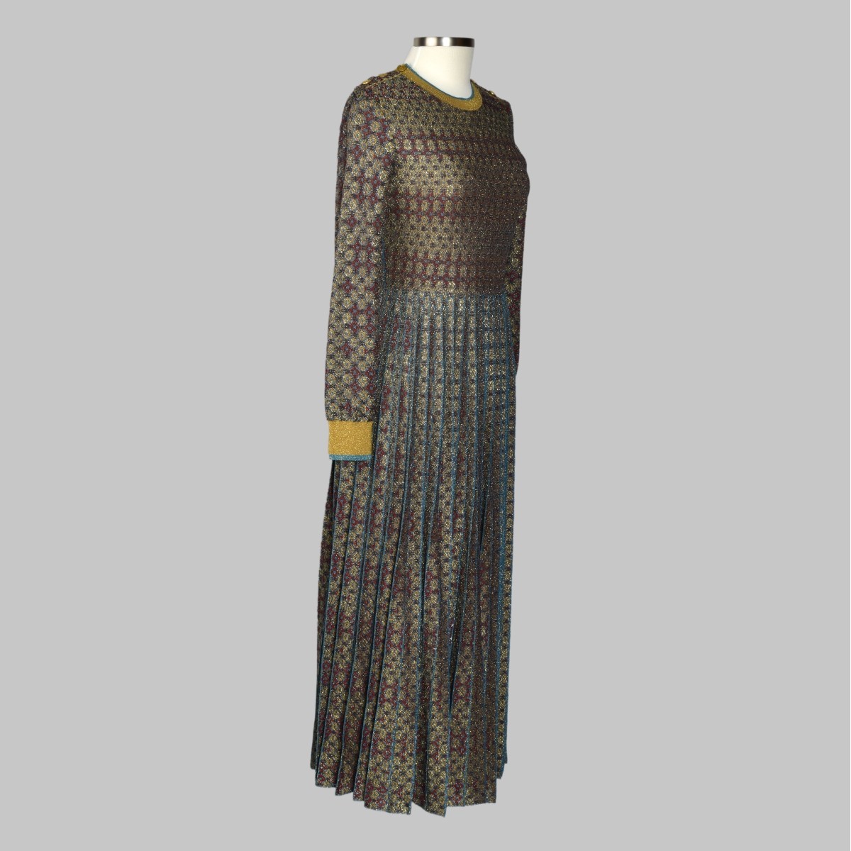 Pleated Glitter Multicolor Long Knit Dress